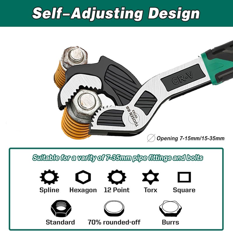 groword 10 Inch Adjustable Wrench - Auto Size Adjusting, 0.6"-1.38" (15-35MM) Self-Adjusting Quick Wrench for Car, Bicycle, Plumbing Repairs - Image 3